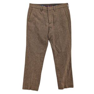 J.CREW Slim Bedford Herringbone Pants Mens Brown Wool Blend Straight Size 32x30